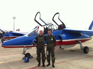 Lieutenant-colonel Hervé de Saint-Exupéry of the French Air Force after a flight with the French "Patrouille de France"