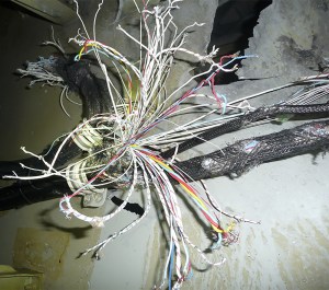 Part of electrical damage to the left wing