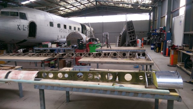 The Uiver in the restoration hangar.